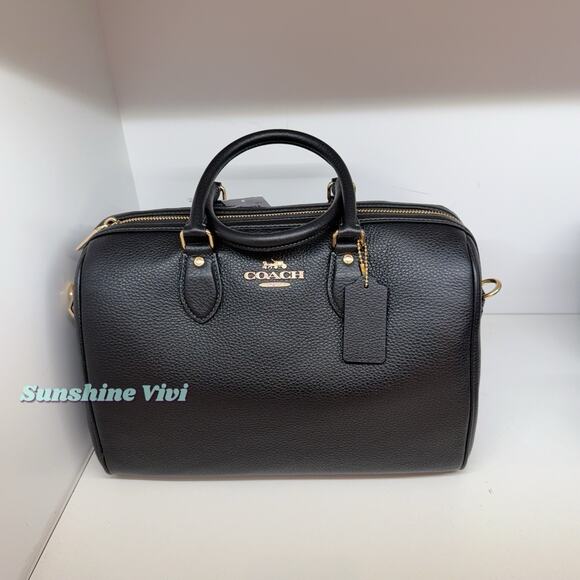 Coach Handbags - NWT Coach Rowan Large Satchel Bag Leather CV960 Gold/Black